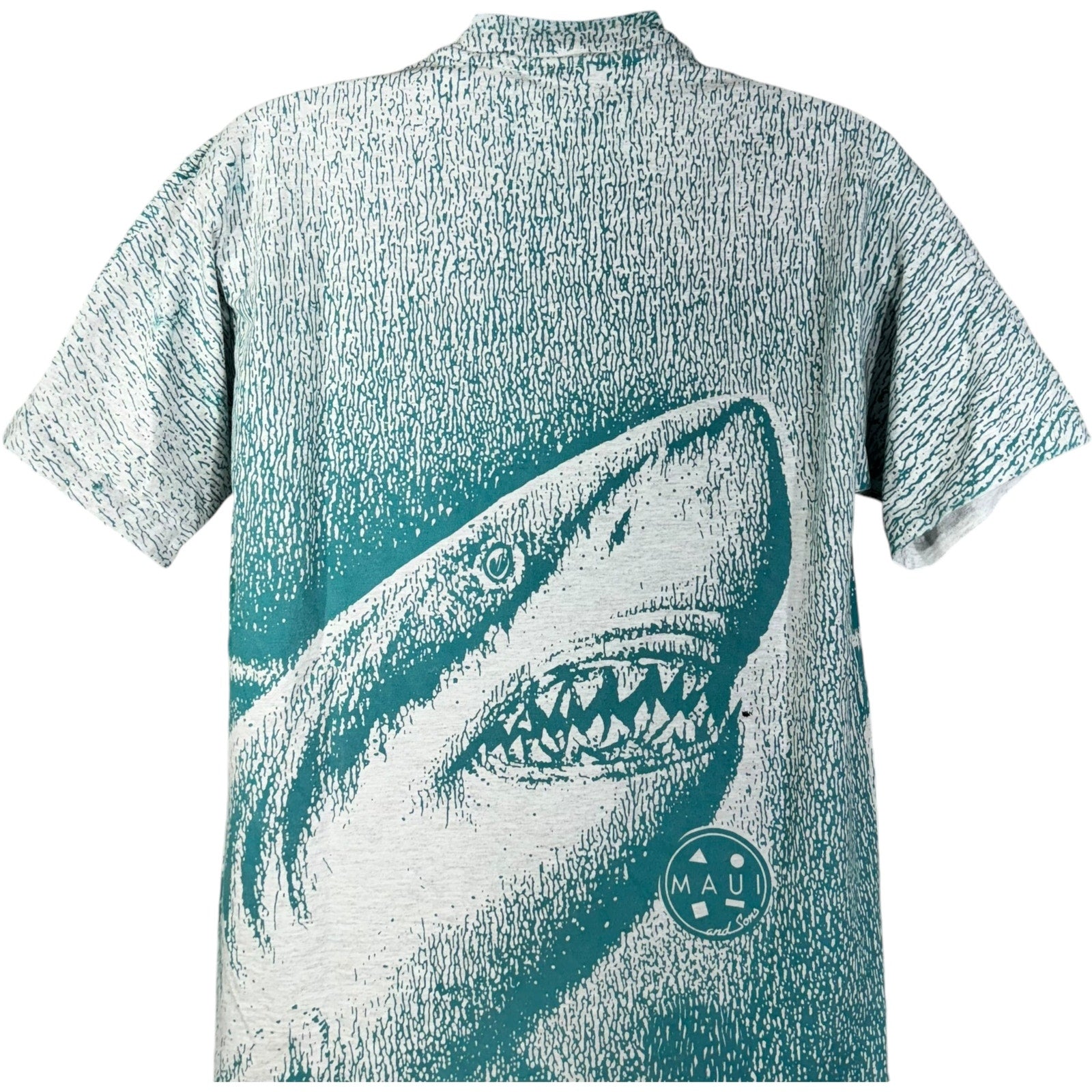 Vintage Maui & Sons Shark AOP Nature Tee 90s