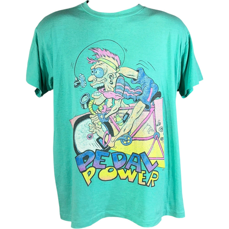 Vintage Cartoon Pedal Power Bicyclist Tee 90s