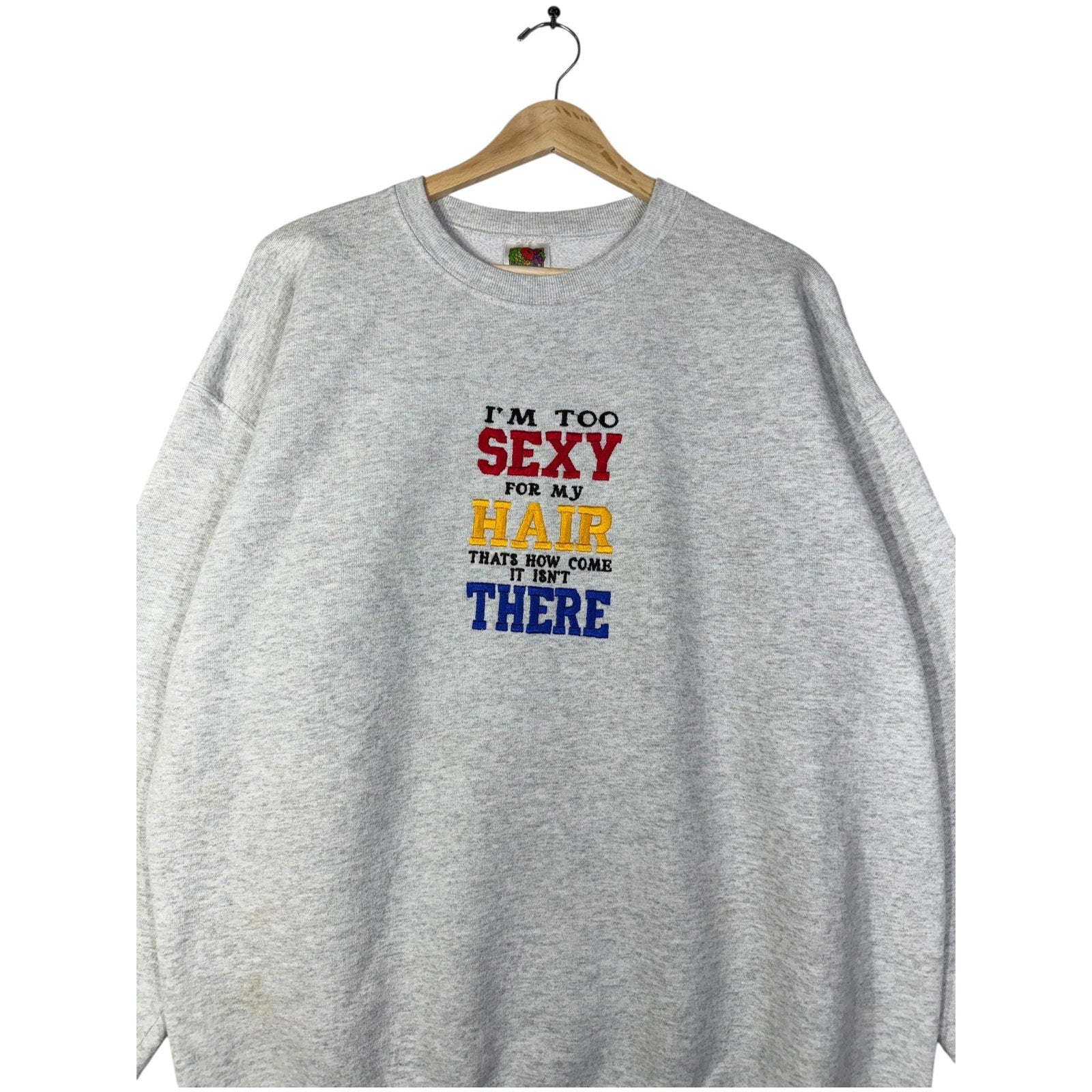 Vintage Fruit Of The Loom Embroidered Quote Crewneck
