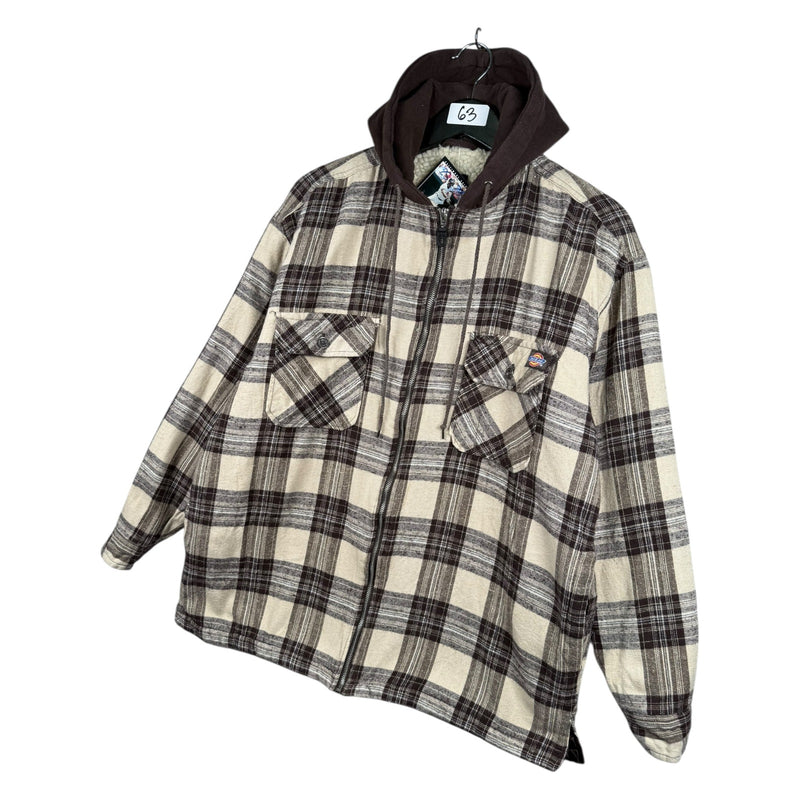 Vintage Dickies Plaid Sherpa Lined Hooded Shirt Jacket