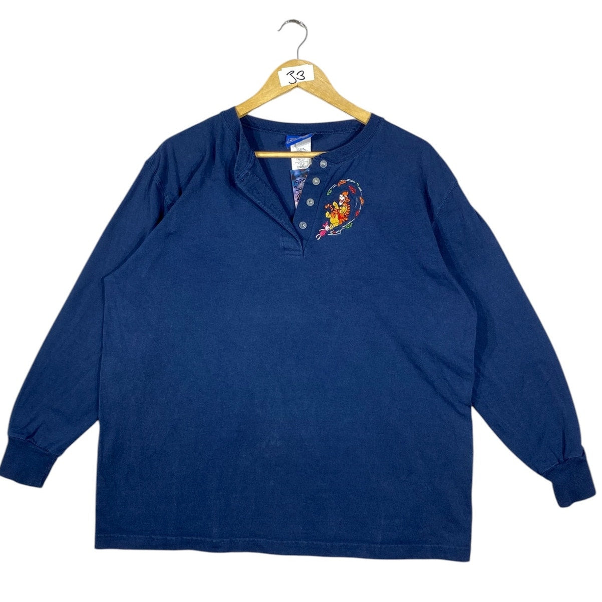 Vintage Disney Pooh Tigger Henley Long Sleeve