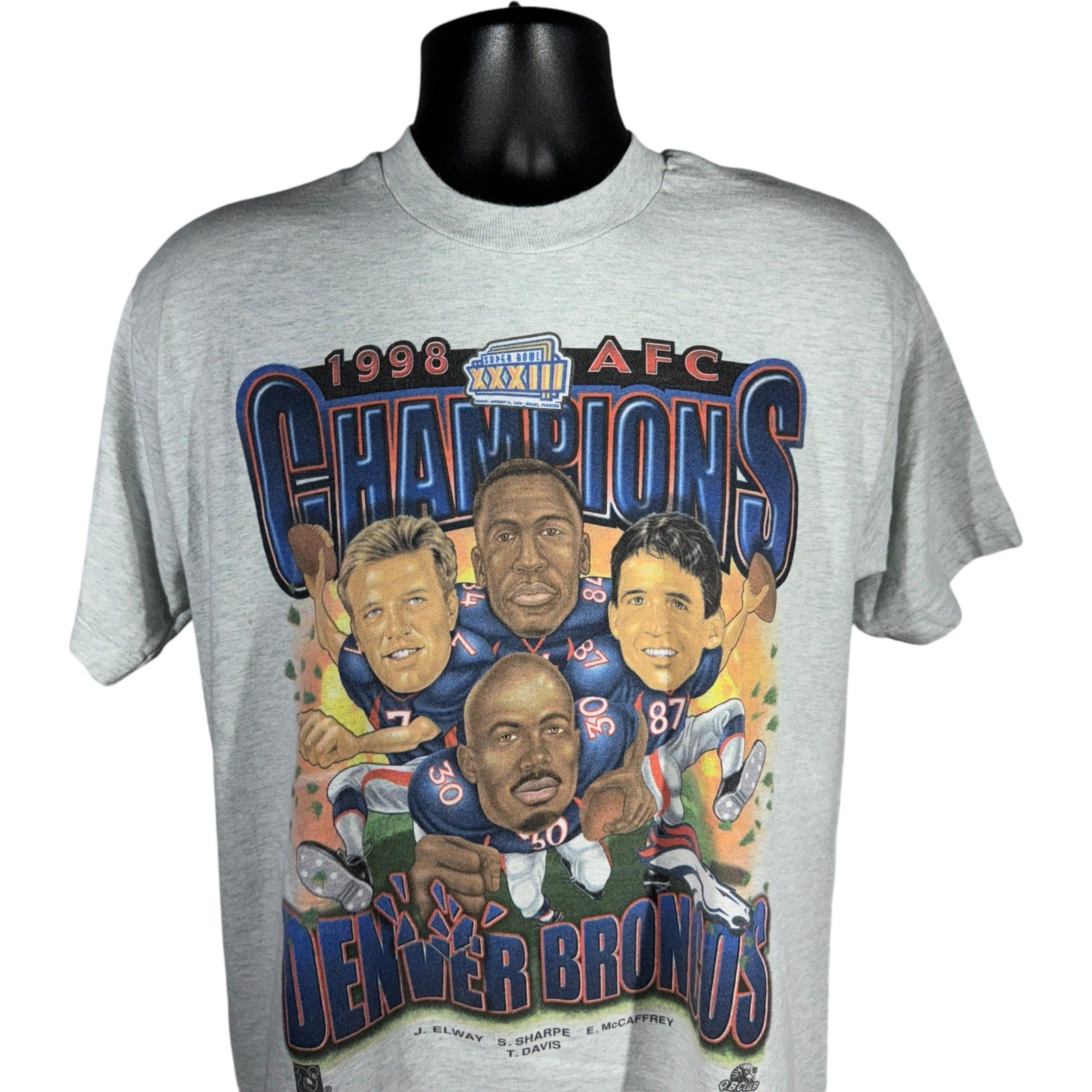 Vintage Denver Broncos Super Bowl XXXll Champions Caricature Tee