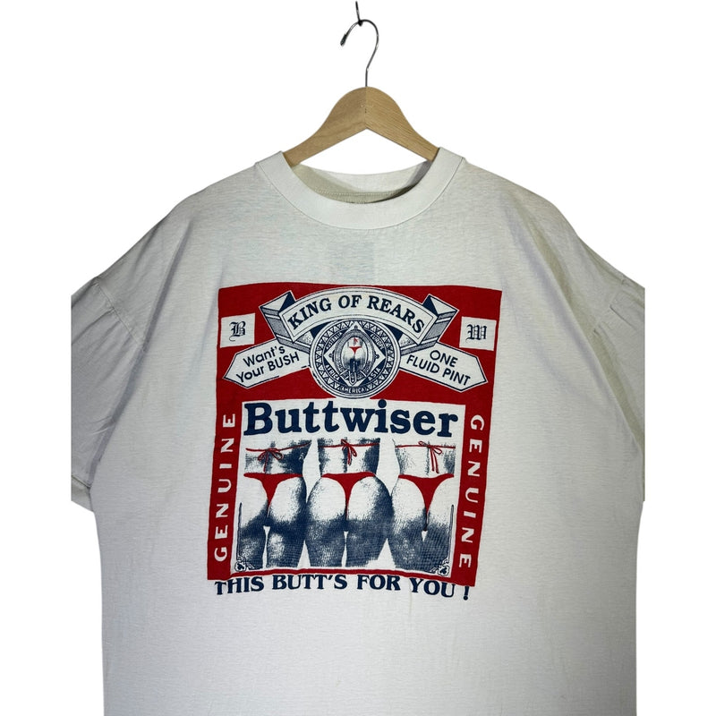 Vintage Buttwiser Parody Beer Label T-Shirt