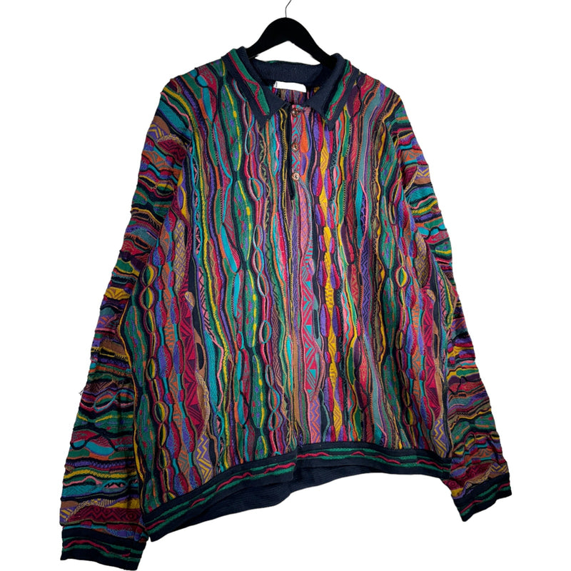 Vintage Coogi 3D Knit 1/4 Button Sweater