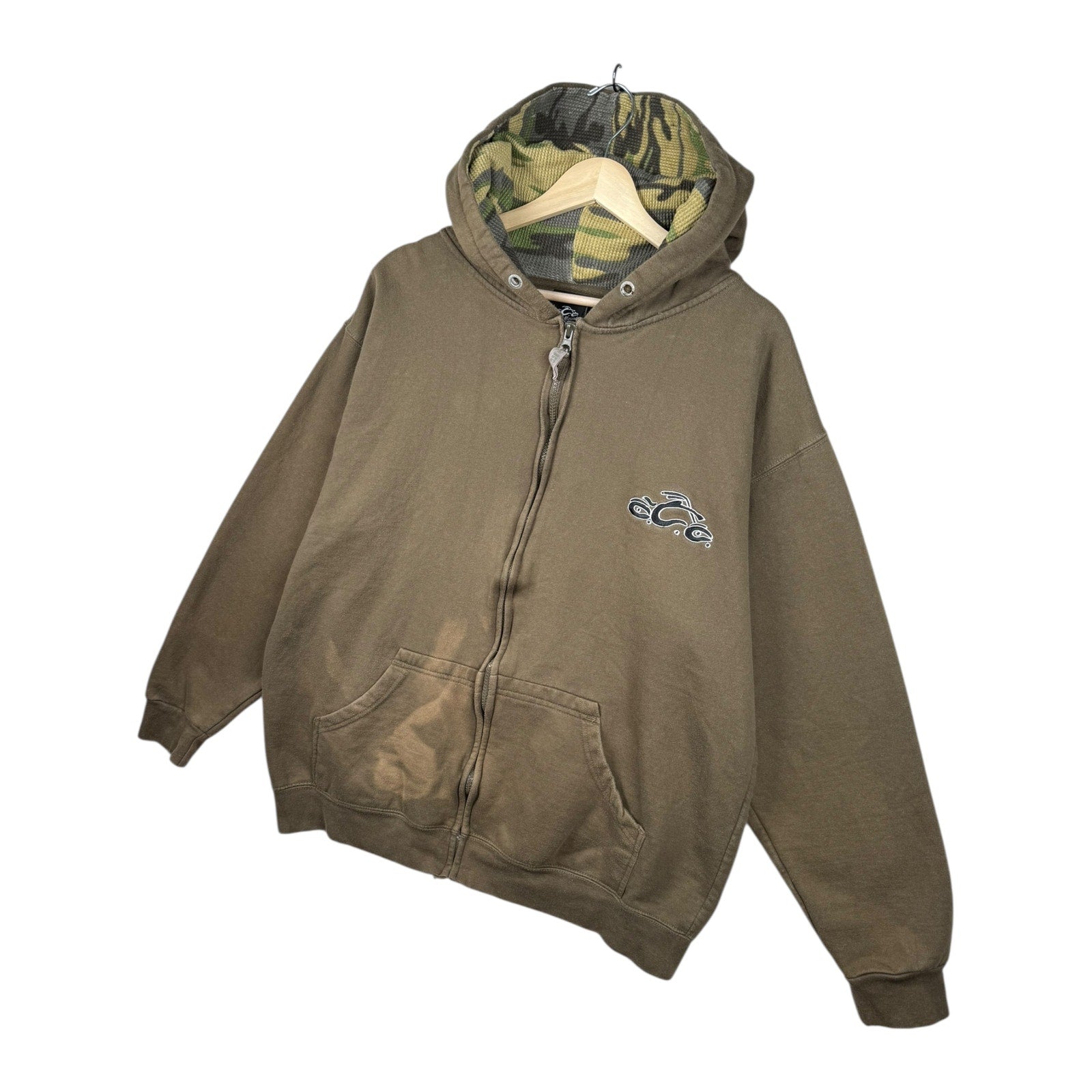 Vintage Ecko Unlimited Brown Zip Up Graphic Hoodie