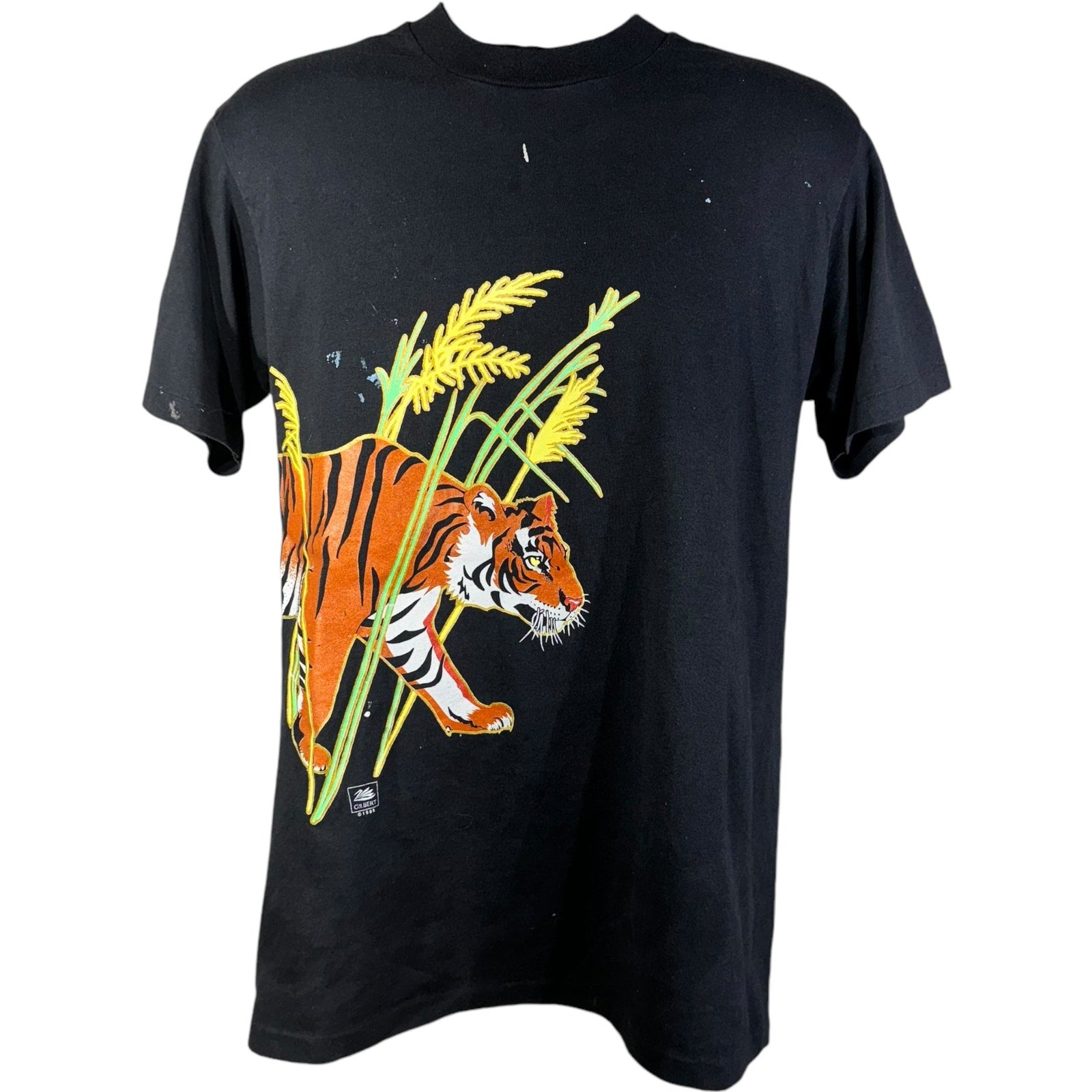 Vintage Tiger In The Grass Nature Tee 80s