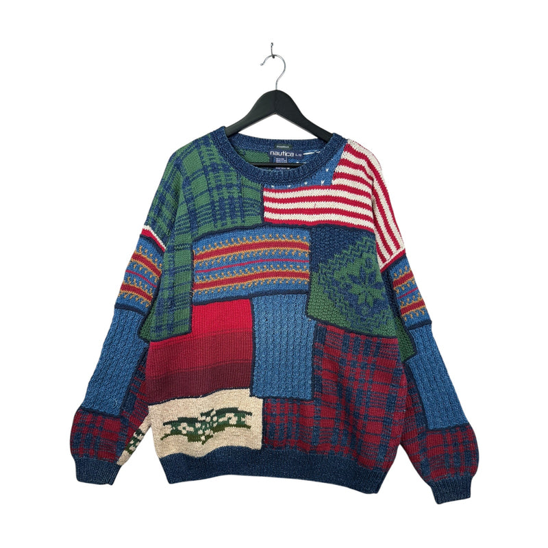 Vintage Crochet Knit Patchwork Relaxed Sweater