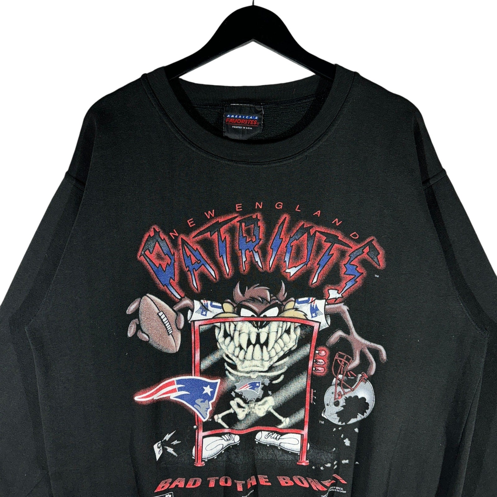 Vintage New England Patriots "Bad To The Bone" Taz Crewneck