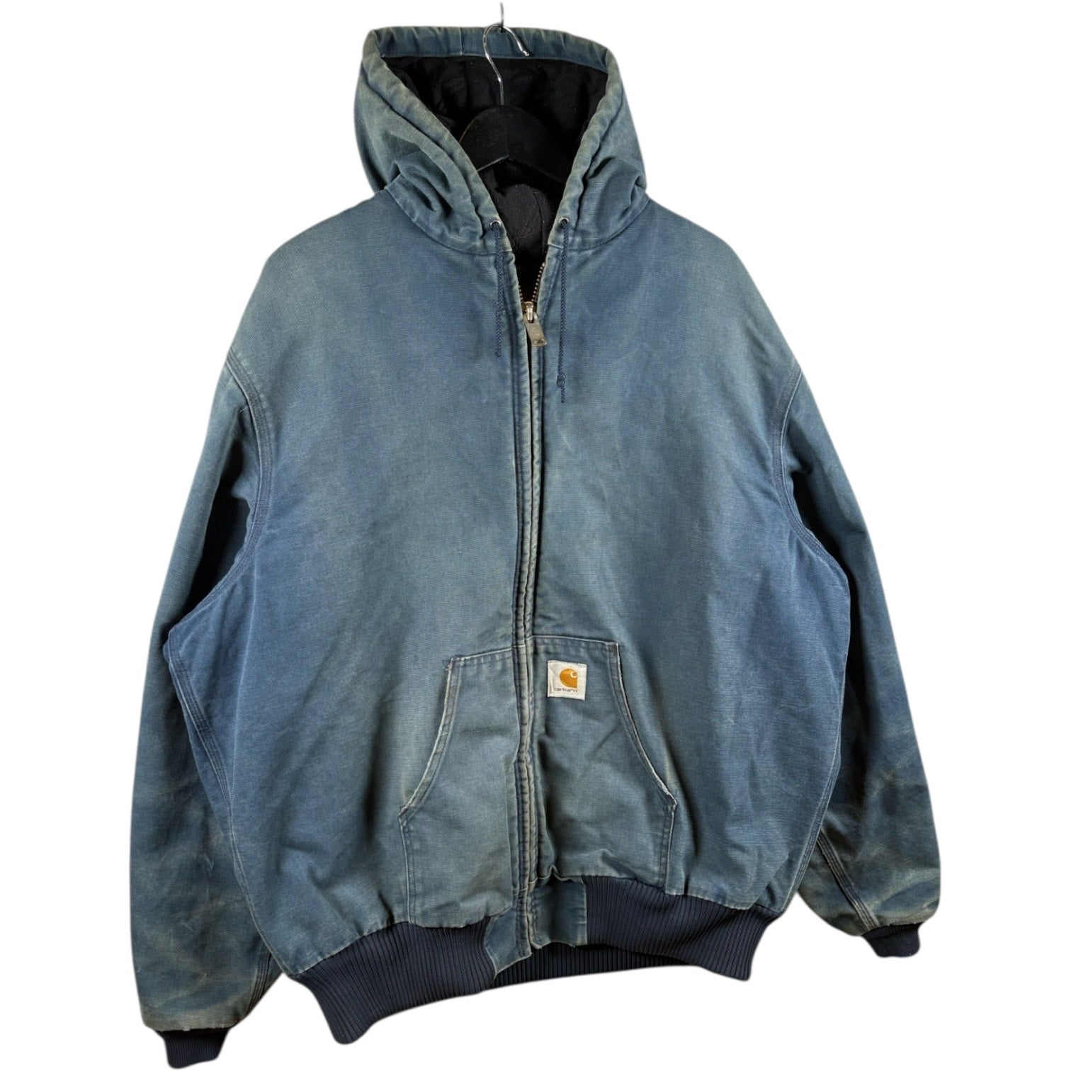 Vintage Carhartt Faded Full Zip Hooded Workwear Jacket