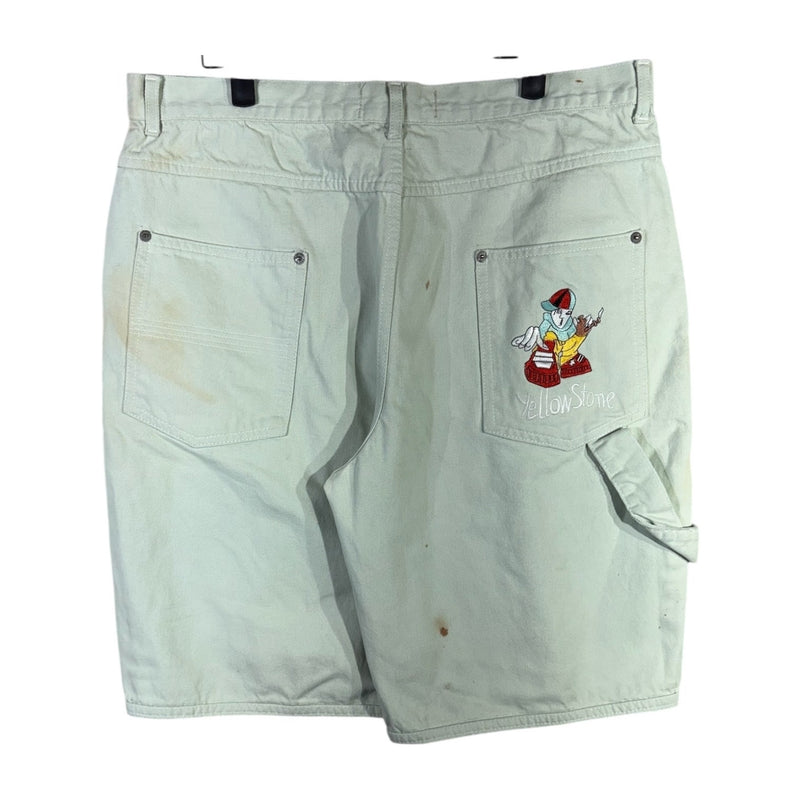 Vintage Yellow Stone Embroidered Carpenter Cargo Shorts 34