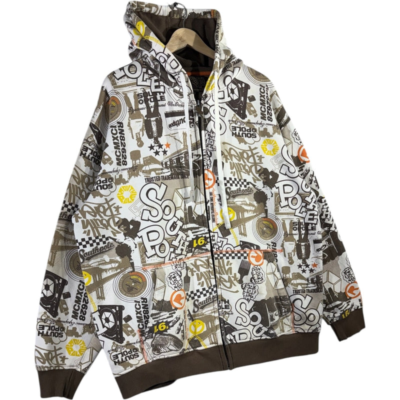 Vintage Southpole All Over Print Graffiti Full Zip Hoodie