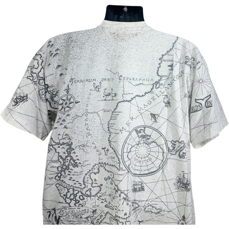 Vintage Penguins Antartica AOP Map Tee