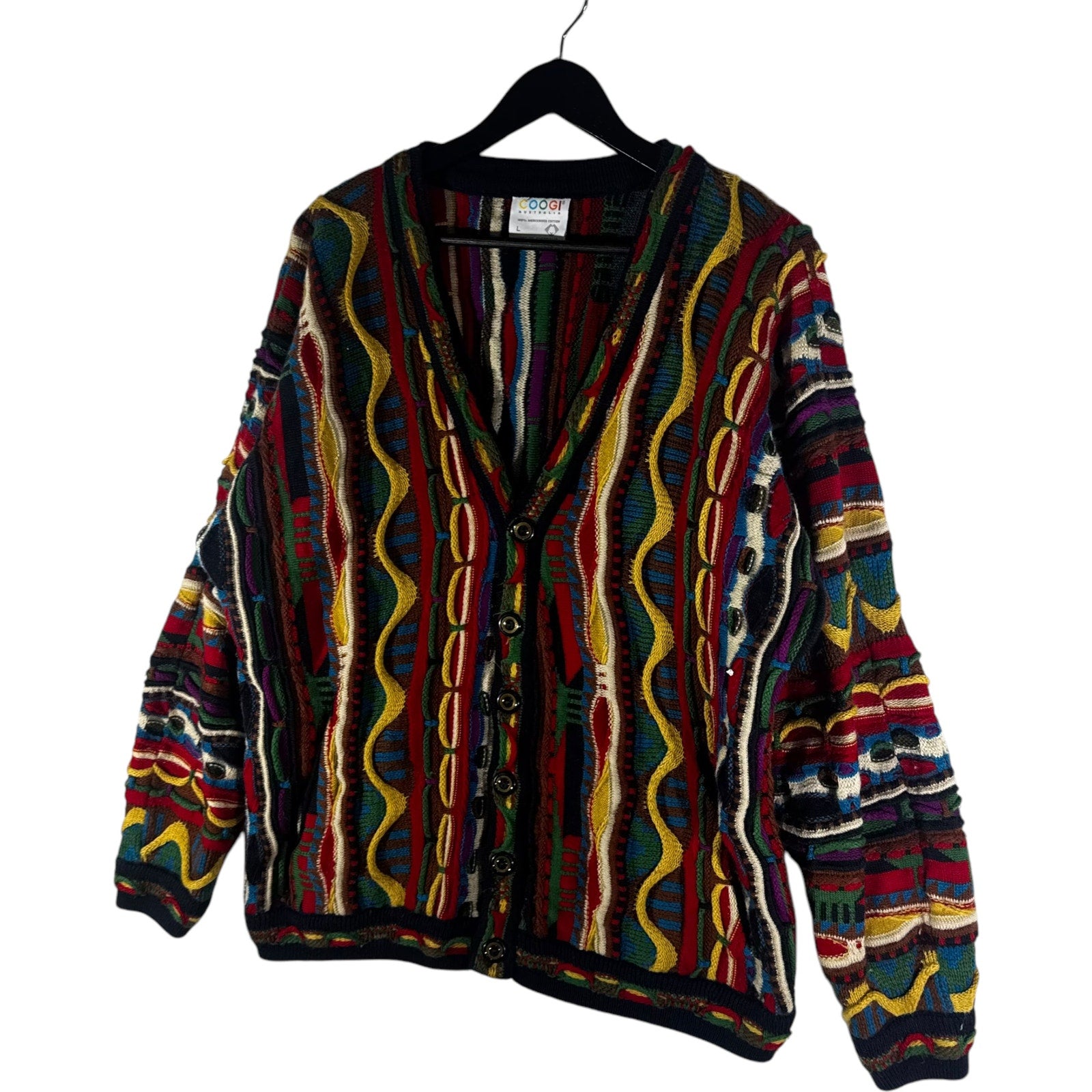 Vintage Coogi 3D Knit Patterned Cardigan Sweater