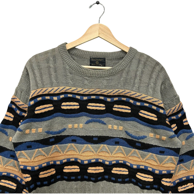 Vintage 3D Textured Patterned Pullover Sweater