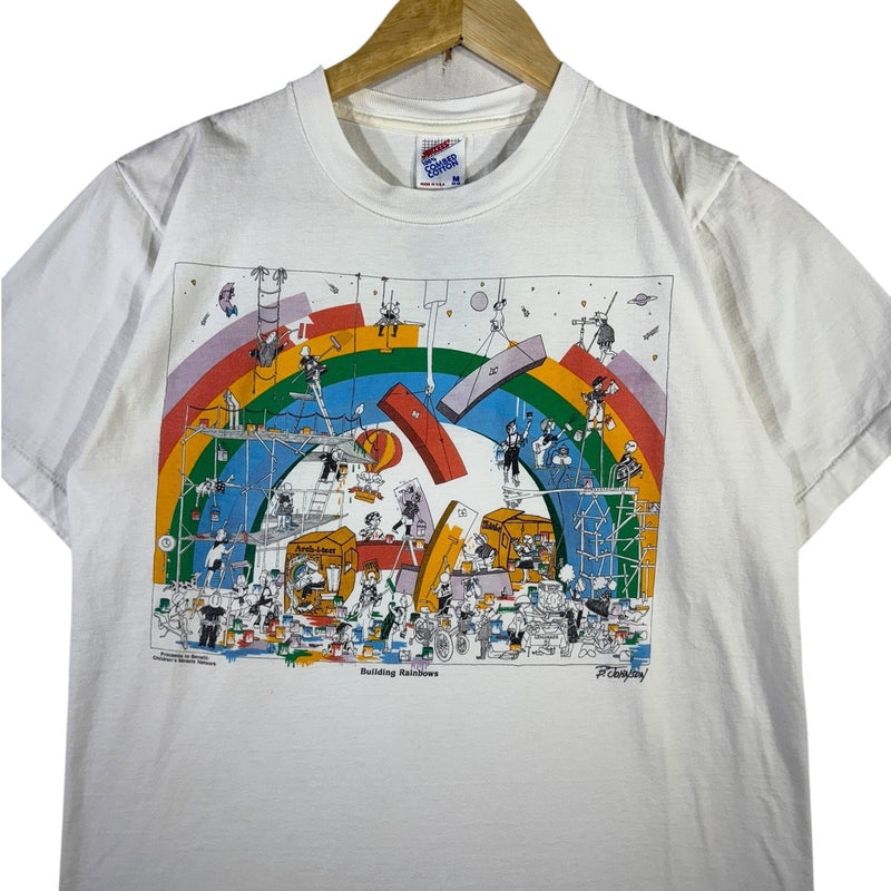 Vintage Building Rainbows Cartoon Graphic T-Shirt