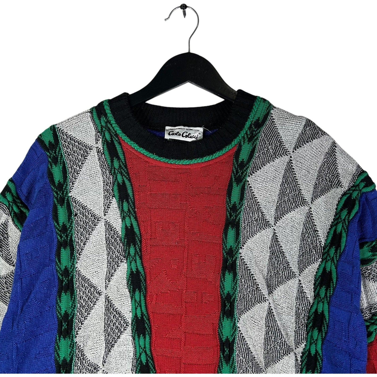 Vintage Carlo Colucci Geometric Pattern Knit Sweater