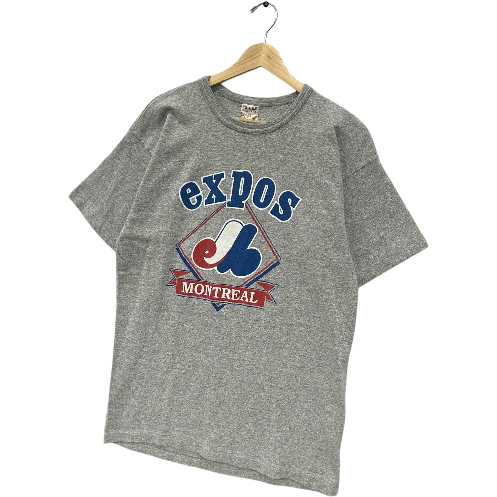 Vintage Montreal Expos Chest Spellout Logo MLB Tee