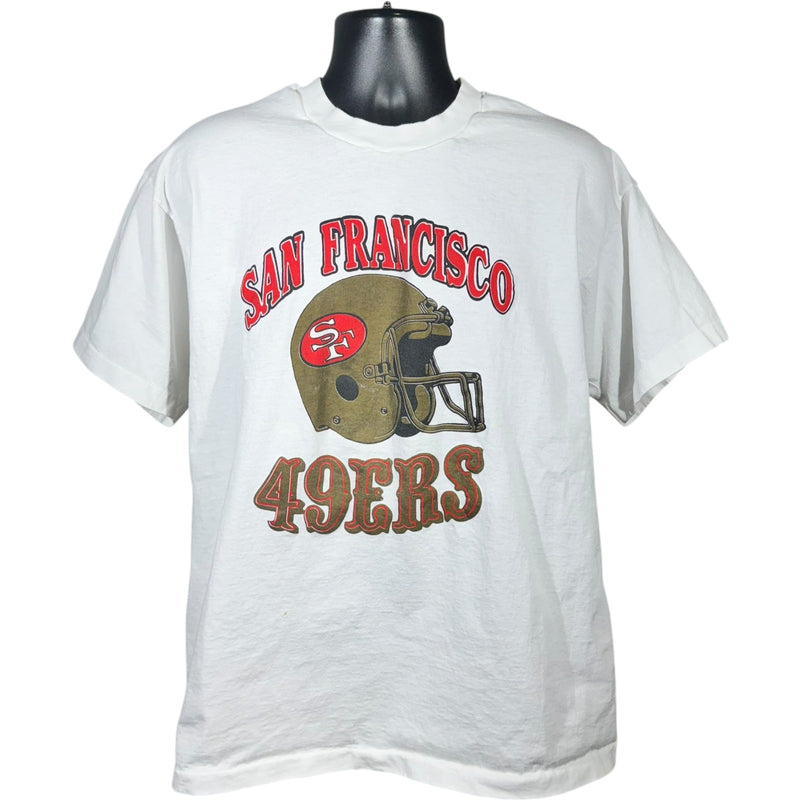 Vintage San Francisco 49ers Helmet Logo Spellout NFL Tee 90s