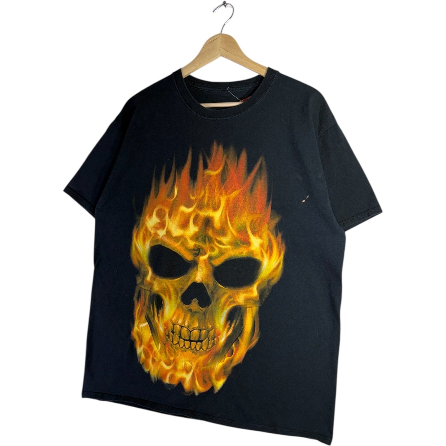 Vintage Flaming Skull Graphic T-Shirt