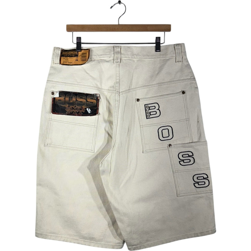 Vintage Boss Embroidered Carpenter Denim Shorts 36