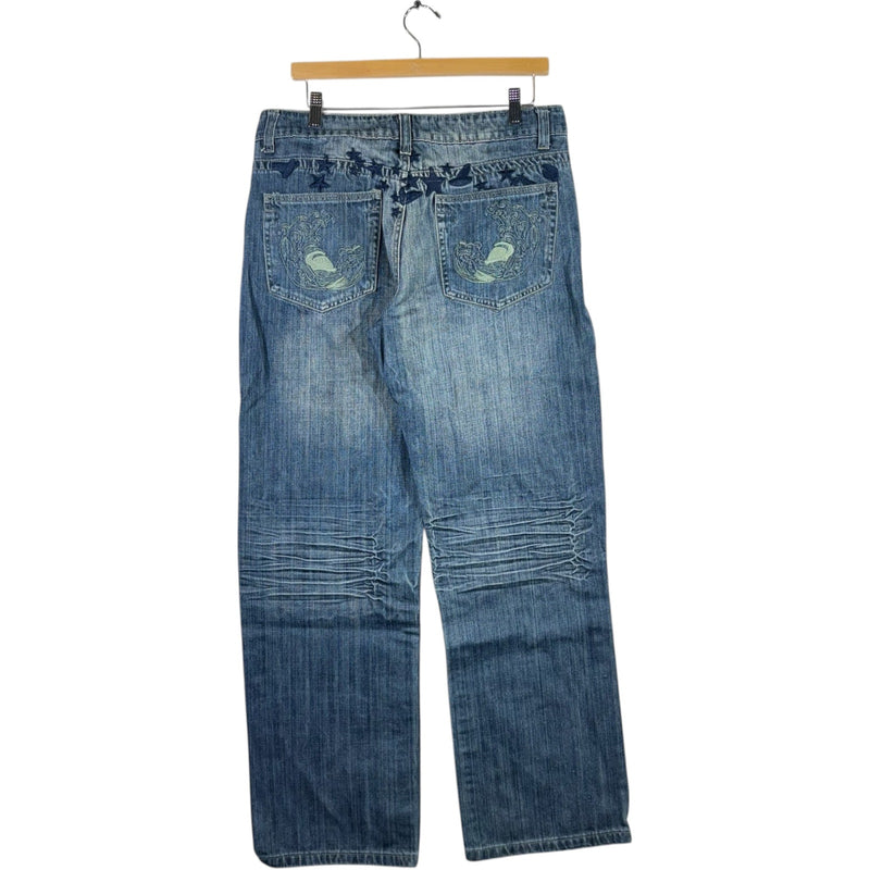 Y2K  Cinque Embroidered Wide Leg Denim Jeans 36/50