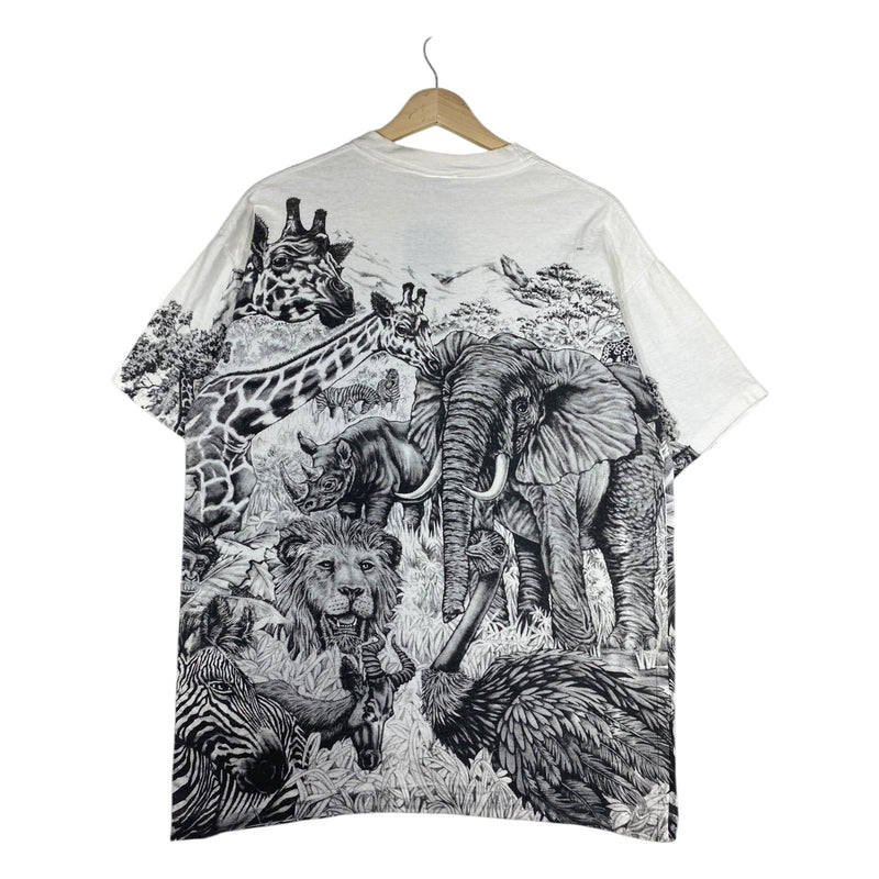Vintage Wild Animals Allover Print T-Shirt