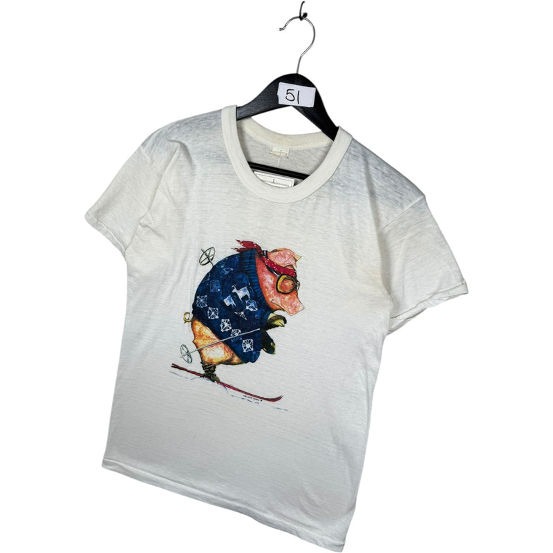 Vintage Skiing Pig T-Shirt