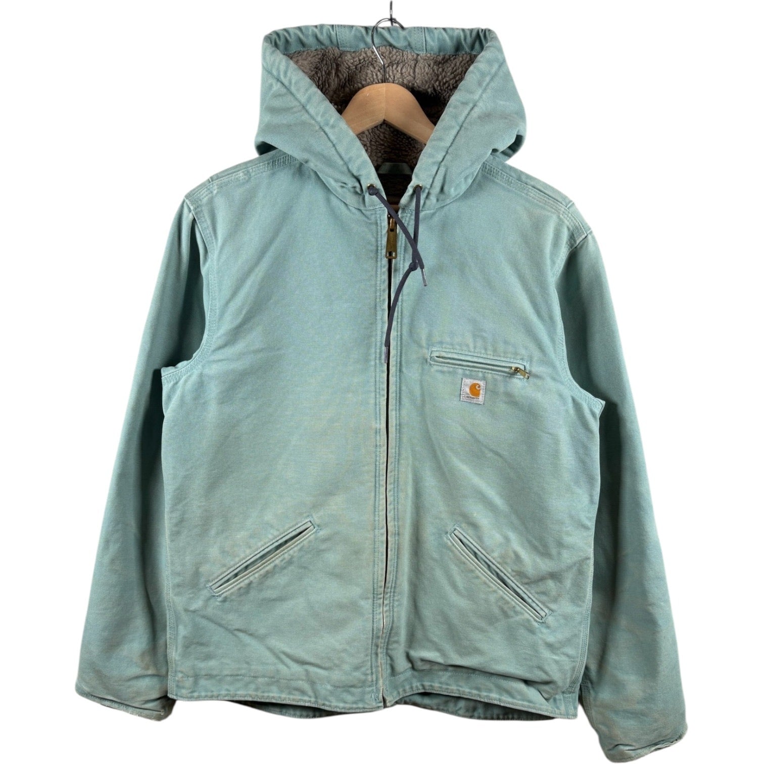 Vintage Carhartt Sherpa Lined Full Zip Hooded Workwear Jacket