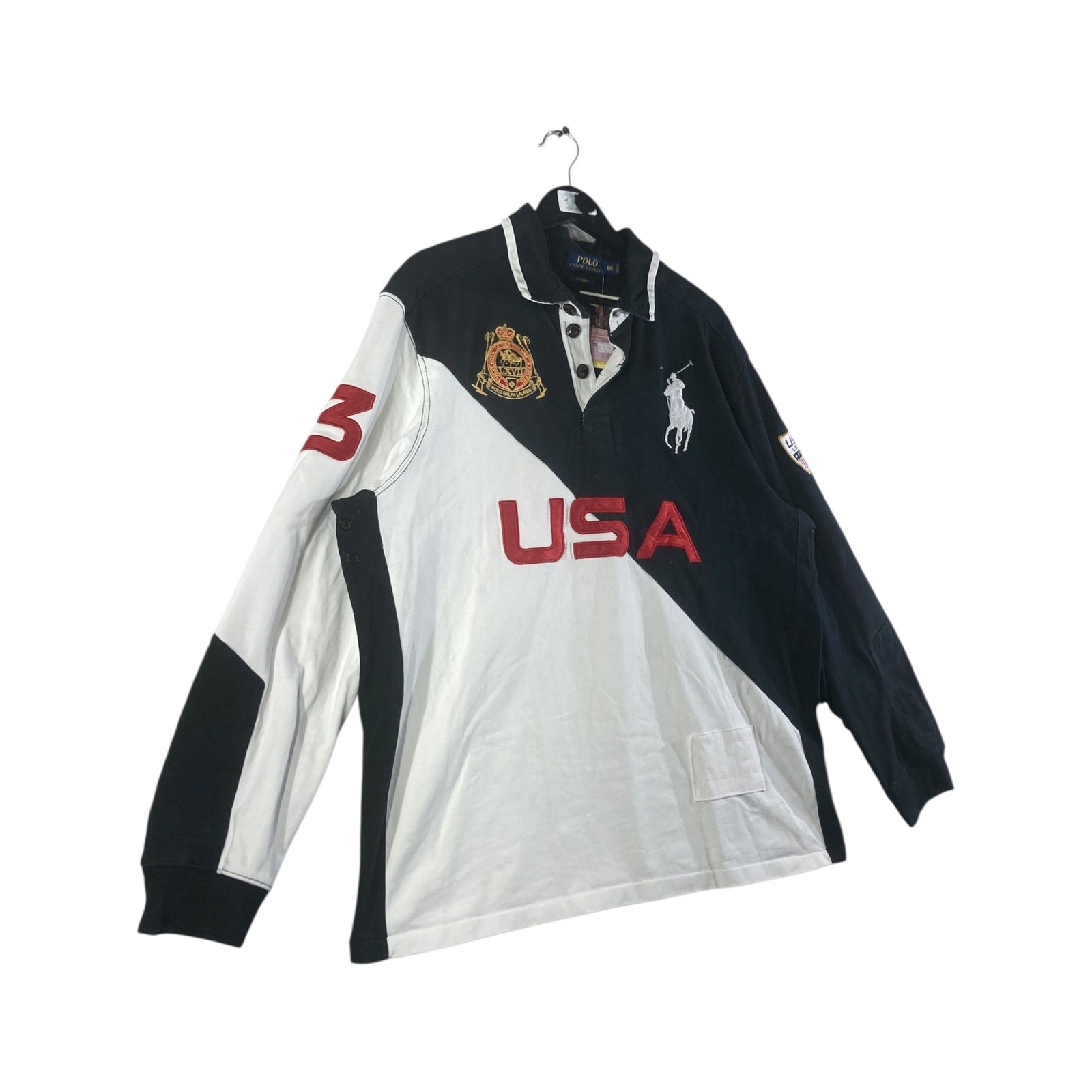 Vintage Polo Ralph Lauren USA Big Pony Rugby Long Sleeve