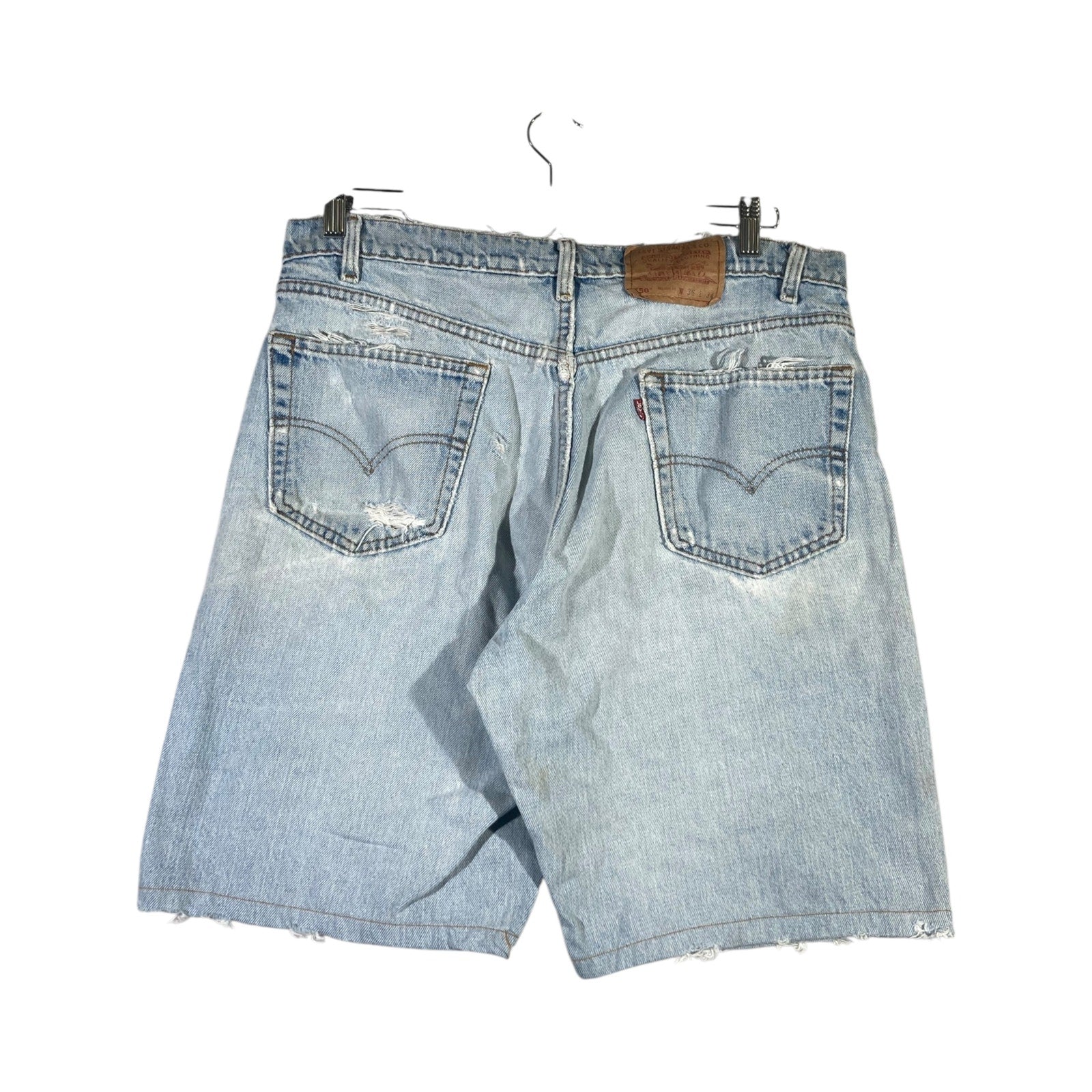 Vintage Levi's 550 Relaxed Fit Hemmed Distressed Denim Shorts 36
