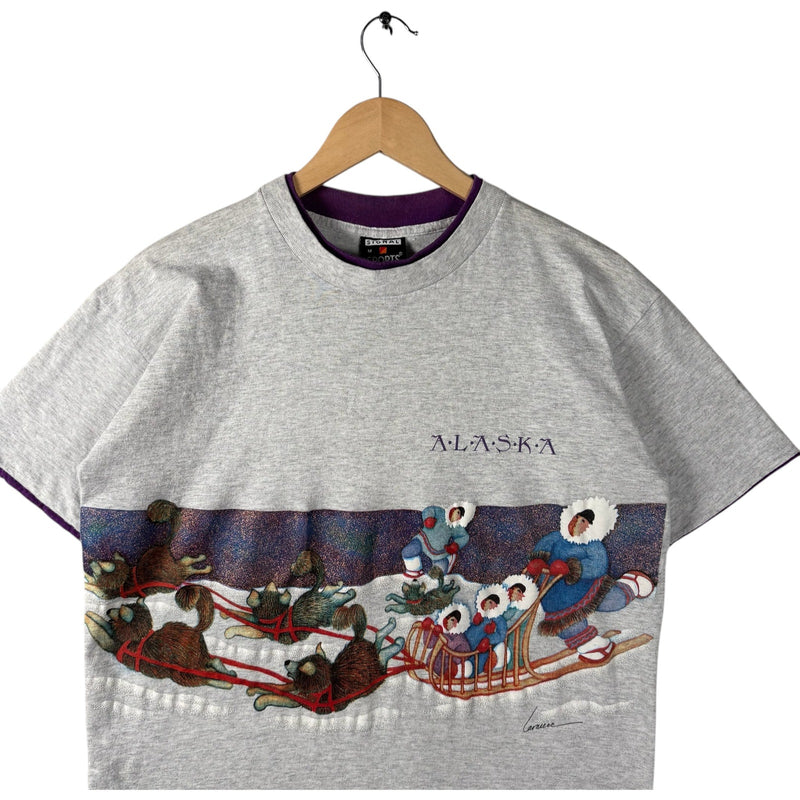 Vintage Alsaka Dog Sled Wrap Around Souvenir Tee