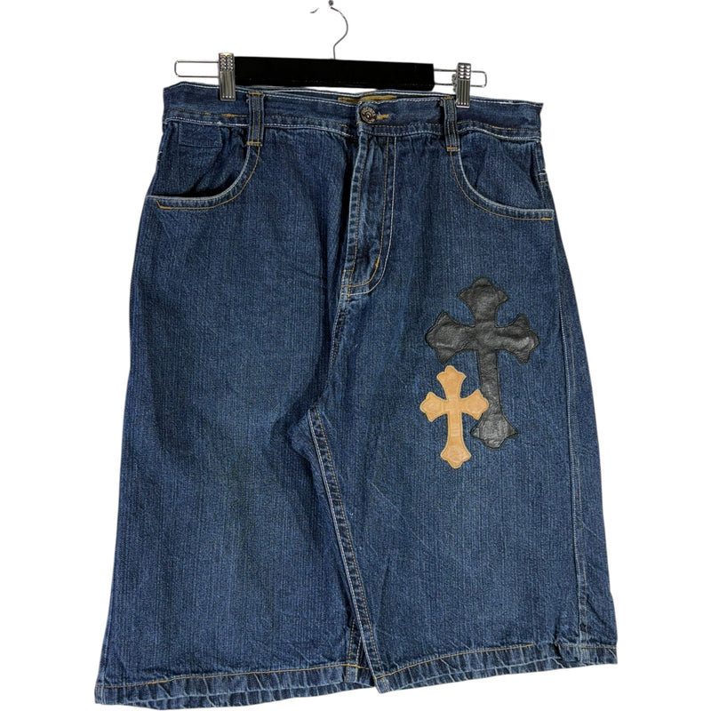Y2K Decibel With Cross Patches Denim Shorts 36x14
