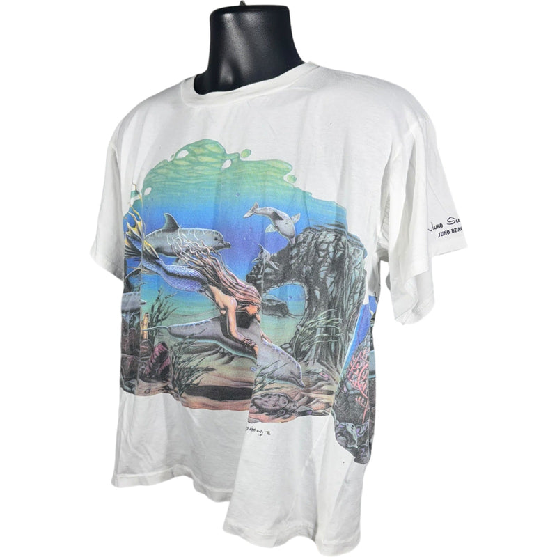 Vintage Mermaid and Dolphins Ocean Life AOP Tee