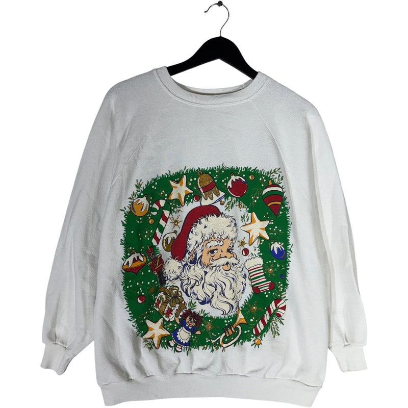 Vintage Santa Claus Wreath Women's Crewneck