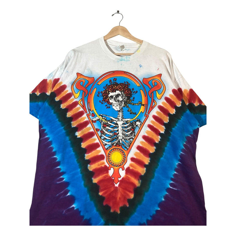 Vintage Tie Dye Graphic Print Skeleton Crewneck T-Shirt