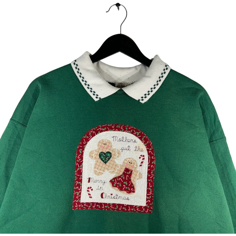 Vintage Gingerbread Cookies Christmas Collared Crewneck