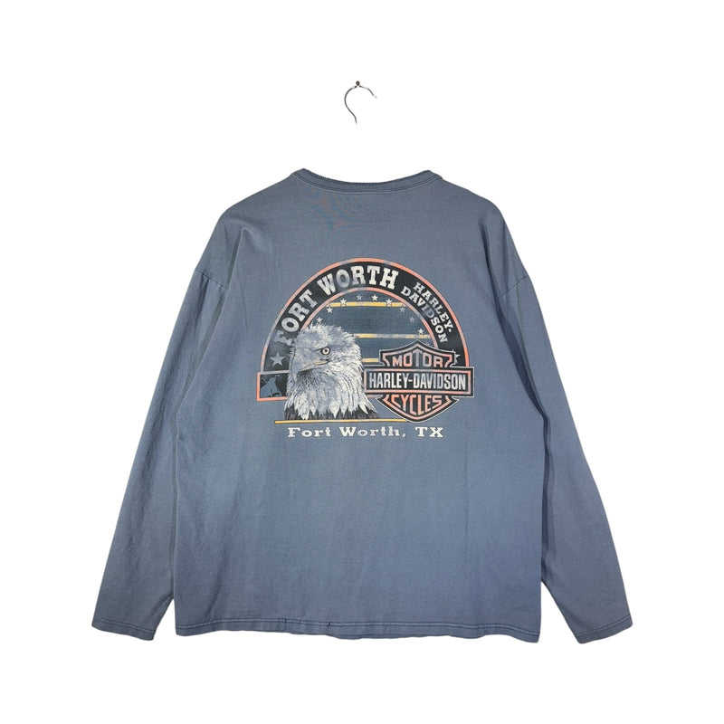 Vintage Harley Davidson Motorcycles Forth Worth Henley Long Sleeve