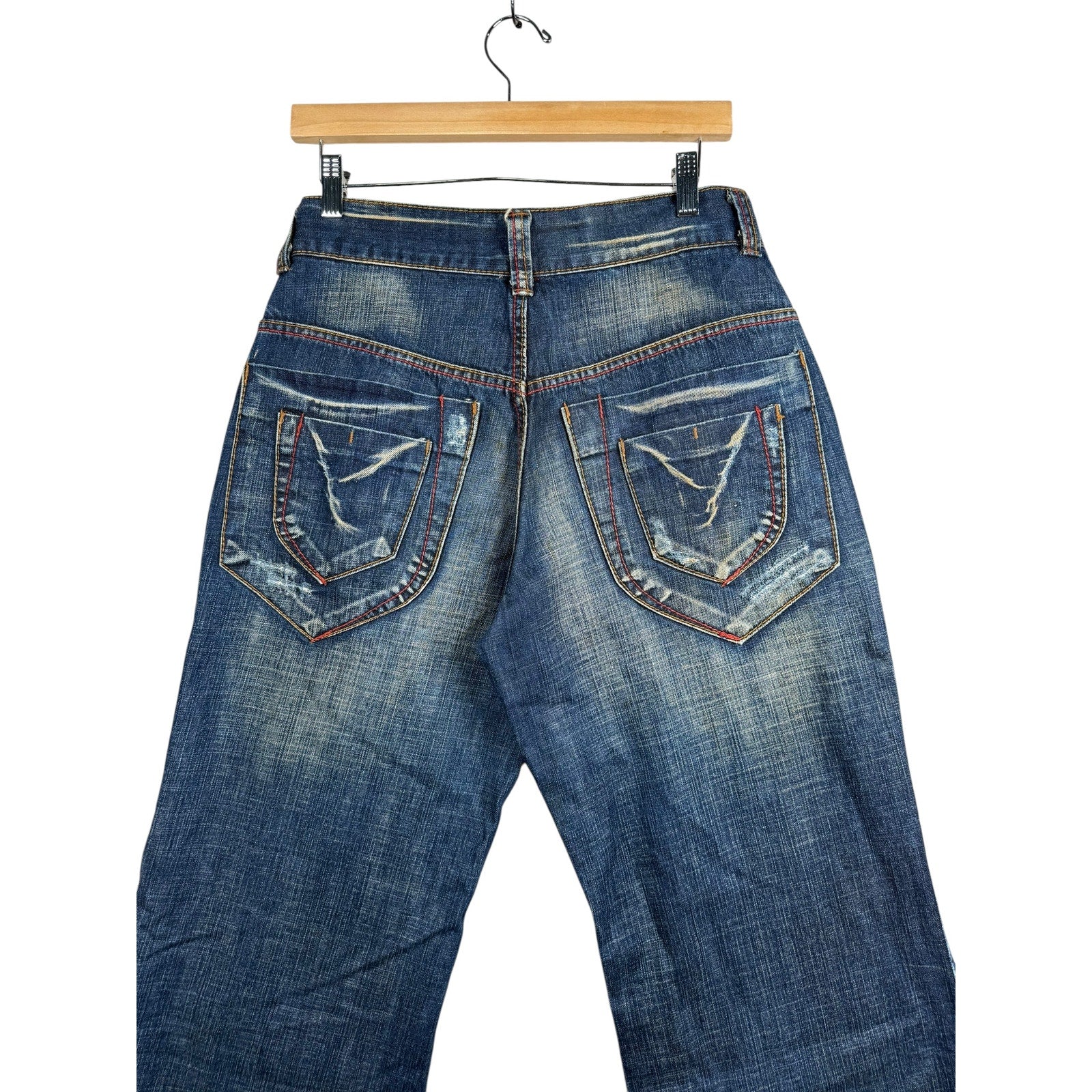 Vintage Utility Wide Leg Denim Jeans 32