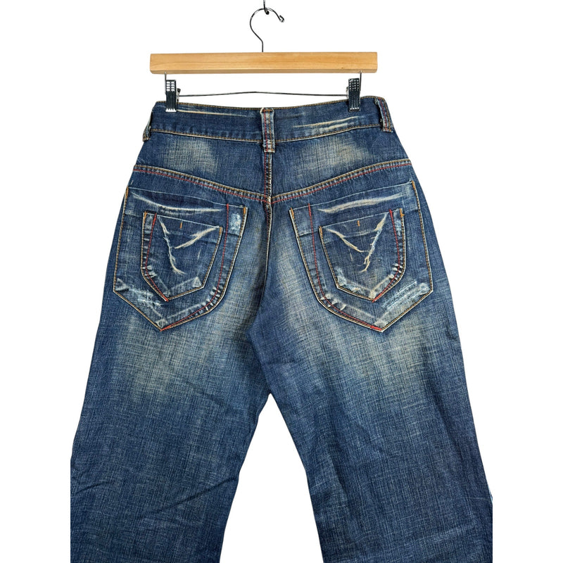 Vintage Utility Wide Leg Denim Jeans 32