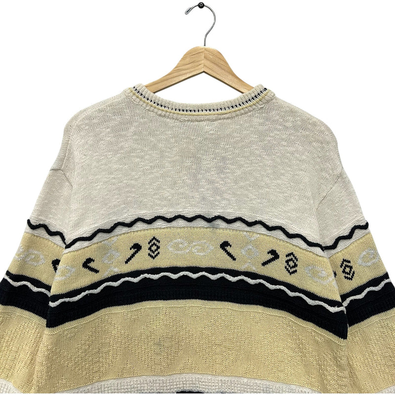 Vintage 3D Textured Patterned Knit Pullover Sweater