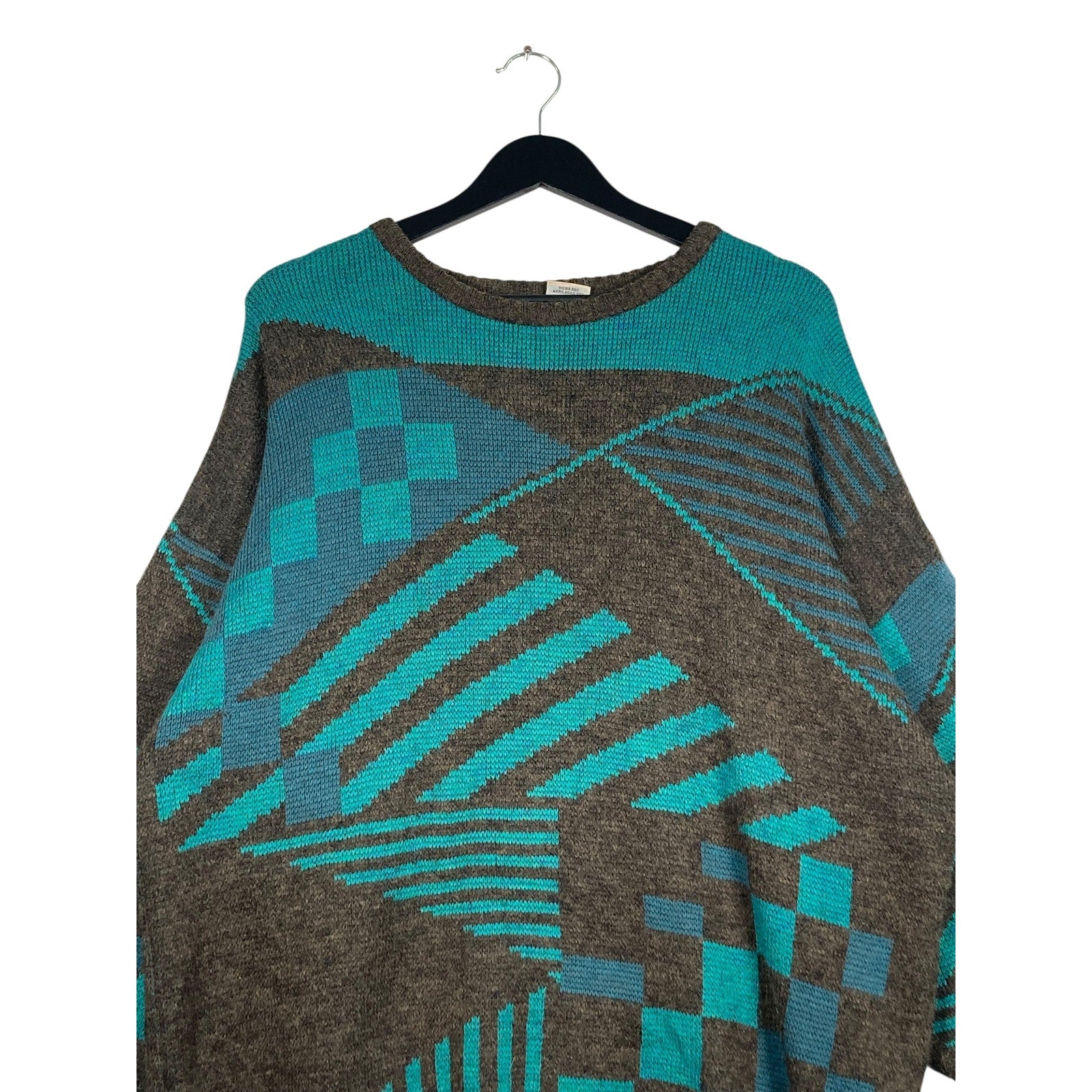 Vintage Abstract Geometrical Pattern Knit Sweater