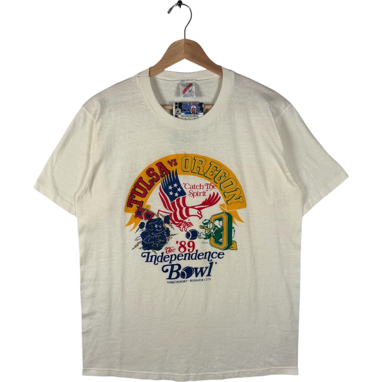 Vintage Tulsa Vs Oregon University Independence Bowl Tee 1989