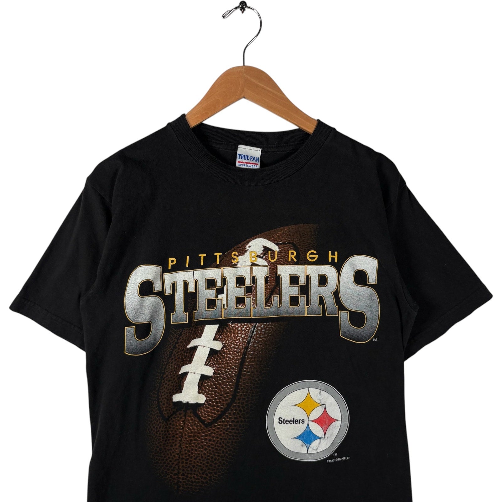 Vintage Pittsburgh Steelers Large Spellout Football NFL Tee