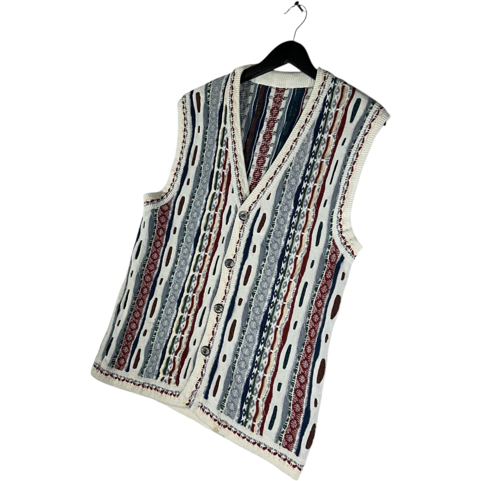 Vintage 3D Knit Button Down Sweater Vest