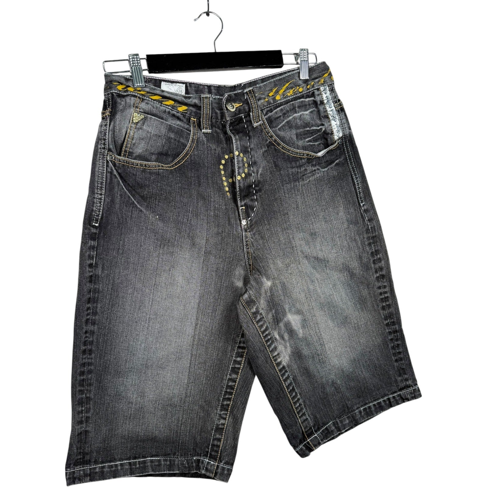 Vintage Parish Embroidered Straight Bermuda Jean Shorts 38