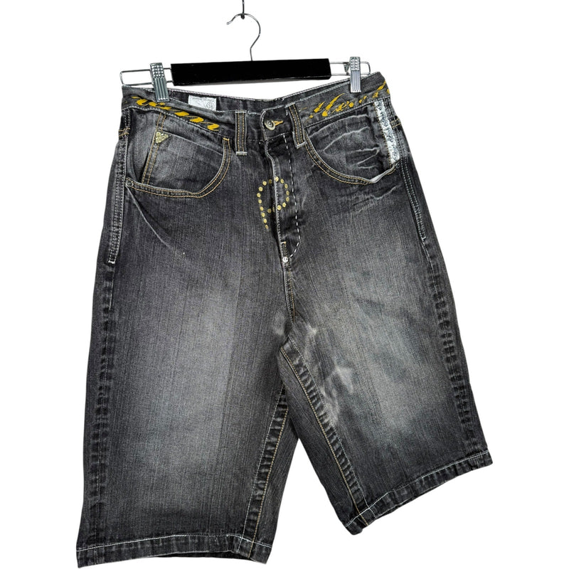 Vintage Parish Embroidered Straight Bermuda Jean Shorts 38