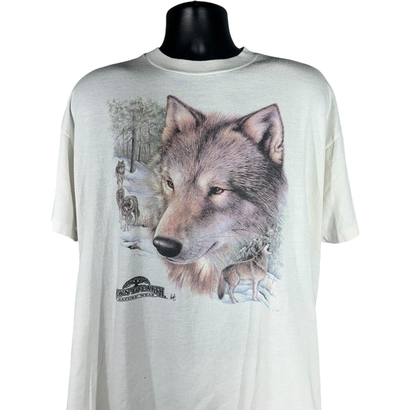 Vintage Down to Earth Wolf 3D Emblem Tee