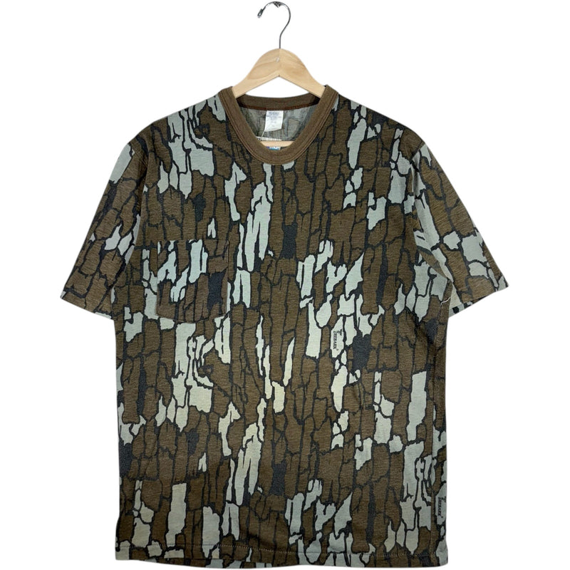 Vintage Trebark Tree Bark Camouflage Pocket Tee