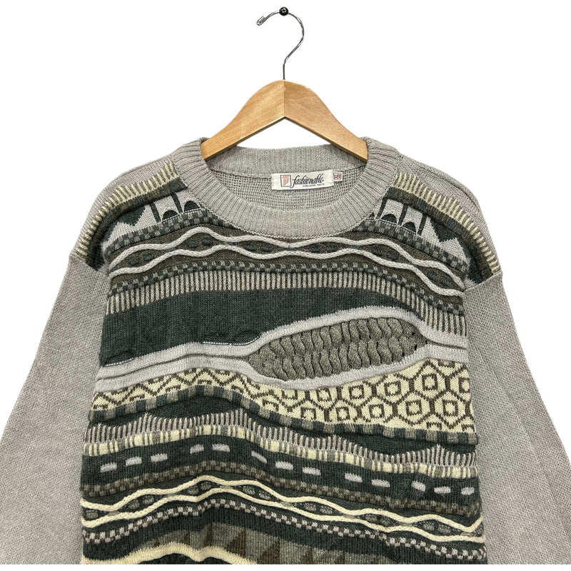 Vintage Fashionable 3D Knit Sweater 90s