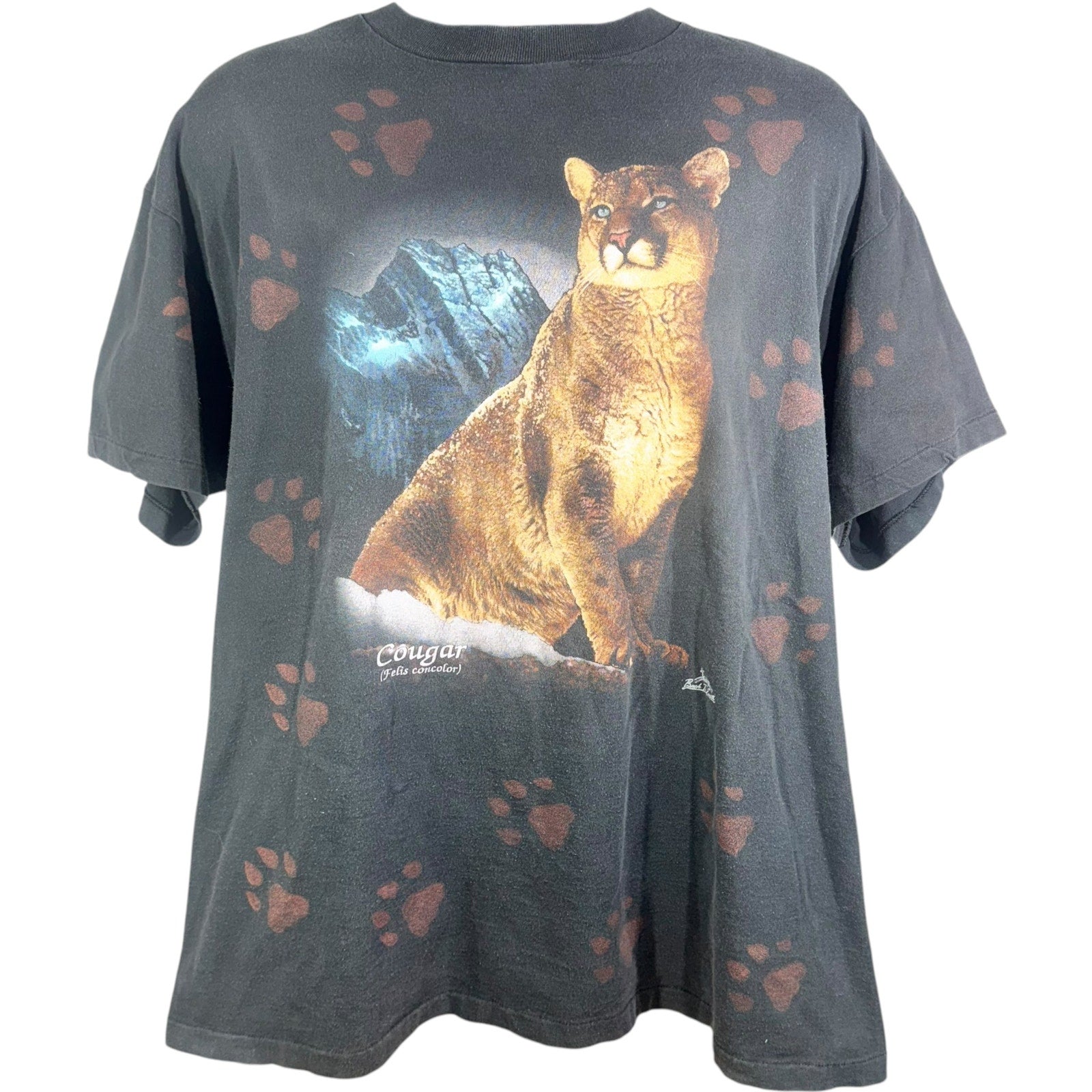 Vintage Cougar AOP Paw Print Nature Tee